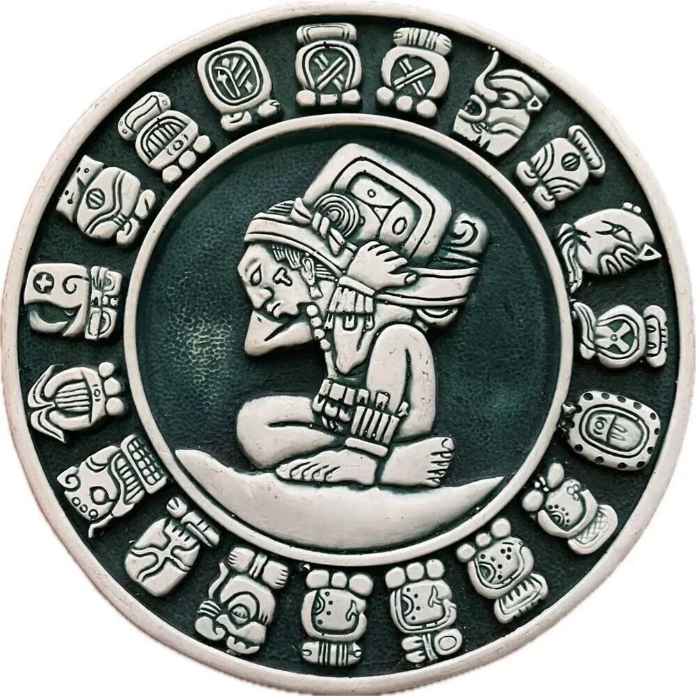 Mayan Aztec Calendar Resin Wall Hanging Green Vintage